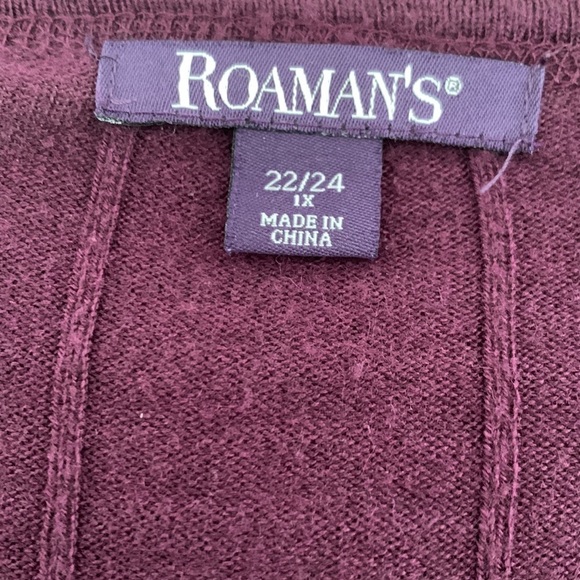 Romans Dark Purple Ribbed Tunic with Decorative Buttons. Size 22/24 (1X) - Picture 4 of 9